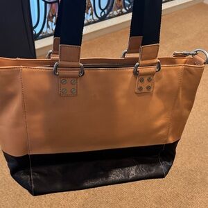 Two-Tone Leather Laptop Bag